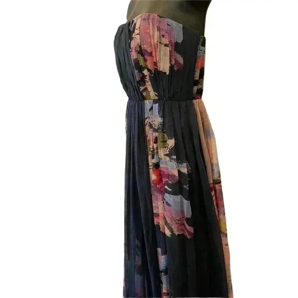 TIBI Blue and Pink Floral Strapless Maxi Dress - size 4 - Picture 2 of 4